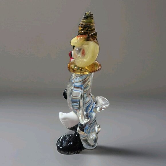 VINTAGE MURANO 1950’s GLASS CLOWN FIGURINE. CLOWN WITH UMBRELLA! HAND MADE-BLOWN - Picture 5 of 8